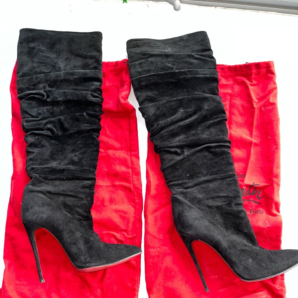 Louboutin black suede boots